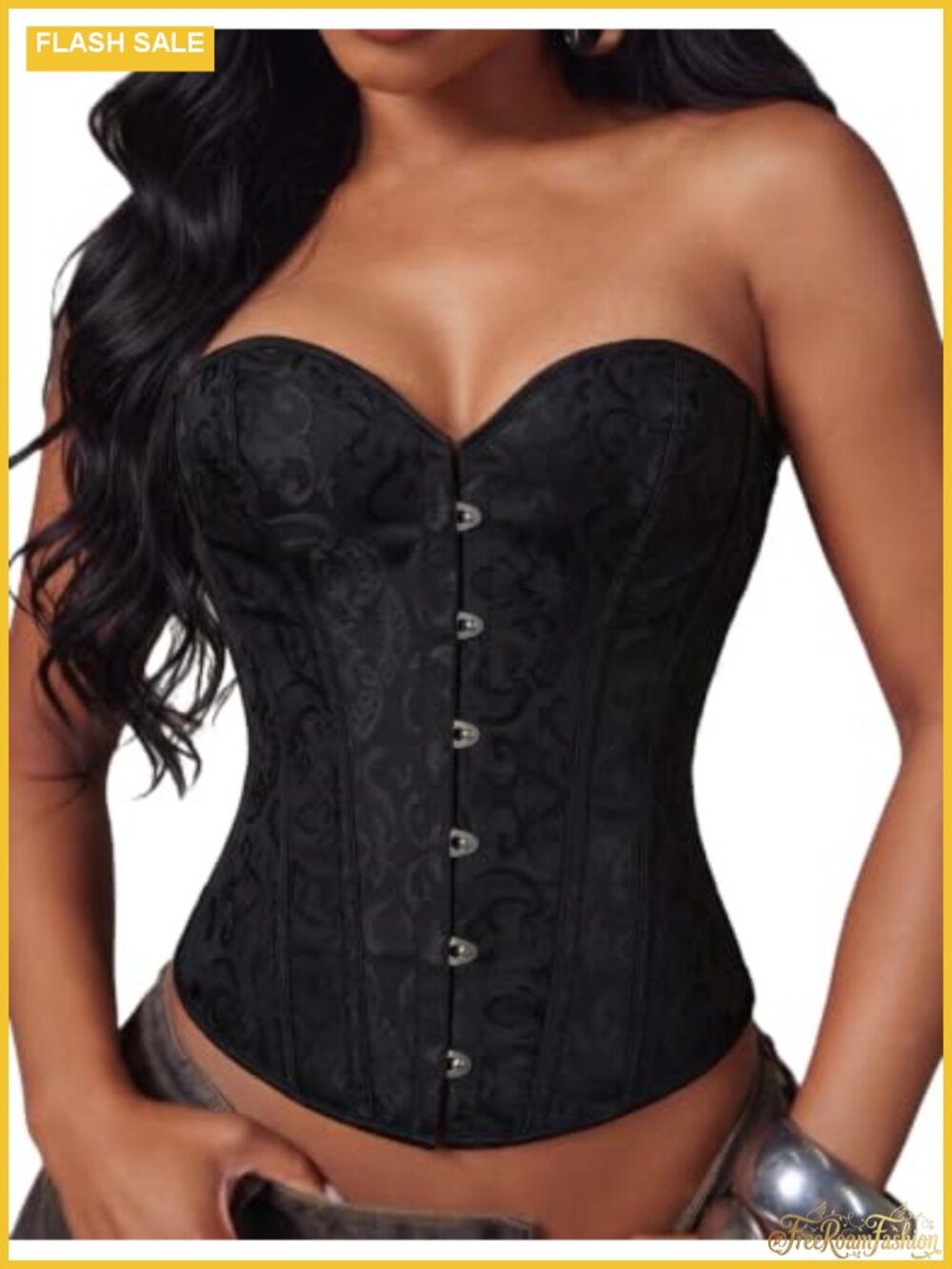 Overbust Corset Top Steel Boned Bustier Waist Trainer Lingerie